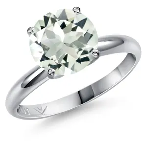 Gem Stone King PT900 Platinum 900 Gemstone Birthstone Engagement Ring For Women | Round 9MM | Wedding Anniversary Promise Ring For Women | Size 5,6,7,8,9