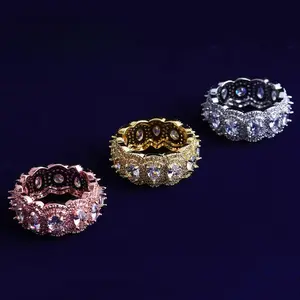 Hip-Hop Multi-Stone Zirconia Ring, Trendy Luxury Fashion Jewelry