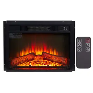Electric Fireplace Insert 23" 1400W 120V ,Equipped with remote control, ultra thin heater with log set & realistic flame - BLACK