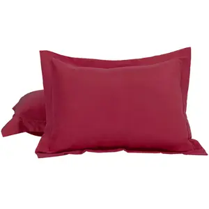 Unique Bargains Pillow Shams 2 Pack Soft Brushed Microfiber Envelope Closure Pillowcases Queen(20"x30") Wine Red
