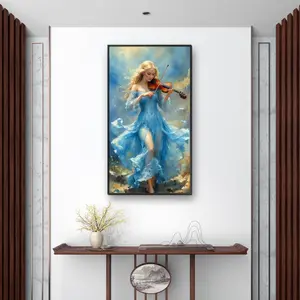 Blue Girl Pattern DIY Diamond Arts Colorful Painting Kit without Frame, DIY 5D Diamond Arts Colorful Painting for Bedroom Home Wall Decor