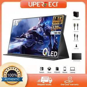 UPERFECT 16 inches   2.5K 120Hz Portable Monitor Secondary Gaming Monitor Comes with Leather Case I take my monitor to outdoor cafes Portable and Lightweight Can be connected with a single cable Connects to PS5 and Switch consoles