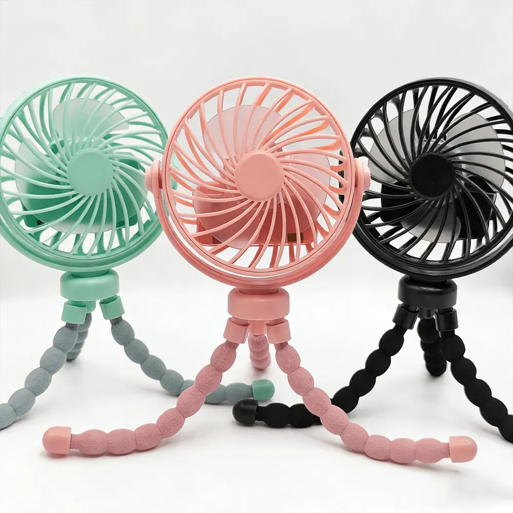 1pc Portable Octopus Tripod Multifunctional Fan - USB Charging Rechargeable Personal Silent Adjustable Mini Handheld Device with 3-Speed Adjustment, 360° Rotatable Cooling Tool for Baby Stroller, Camping (Sports & Outdoor Cooler Accessory), Rechargeable P