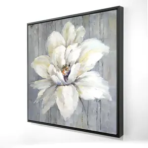 212 MAIN 24x24 in. Vibrant White Wooden Botanical Photo Frame - Nature-Inspired White Flower Design, Modern Home Decor for Wall Artwork, Posters & Prints