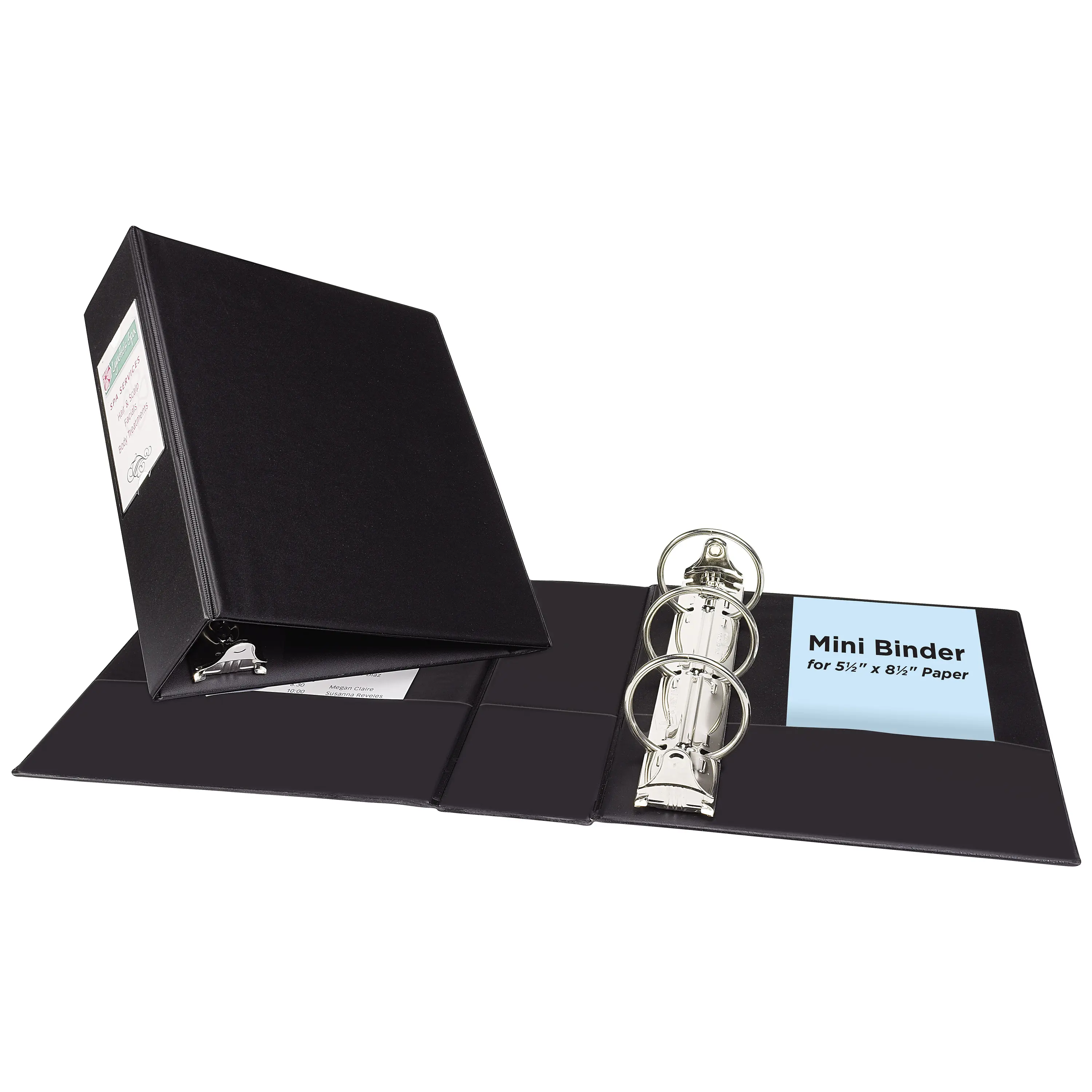 Avery® Mini 3 Ring Binder, Holds 5.5" x 8.5" Paper, 2" Round Rings, 375-Sheet Capacity, 2.8 Inch Wide Spine, Label Holder, 1 Black Binder, Great for Home, Office, School Supplies, and More (27554)