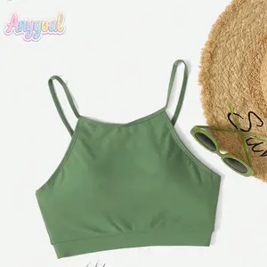 ANYGOAL Women Cropped Tankini Padded   bathing suits 2026 affordable swimsuits summer swimwear swim top Bikini Tops for Women Cropped Tankini Tops