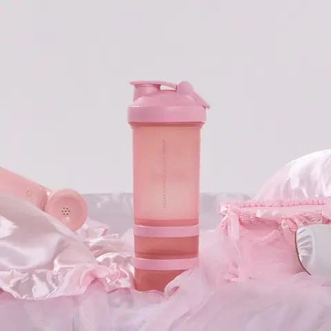 Dream Pink Shaker Water Bottle, Kitchenware Drinkware Cup with Storage Compartments, Secure Lid and Built-In Organiser