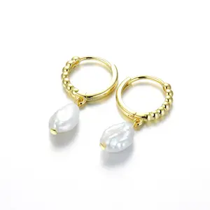 DW Baroque Pearl Earrings for Women 18K Gold  plated Bronze