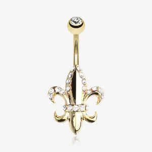 Golden Royal Fleur De Lis Belly Button Ring