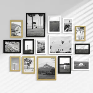 15 Pack Picture Frames Collage Wall Decor, Gallery Frame Set for Wall Mounting or Tabletop Display, Multi Sizes Including 3 count 8x10, 6 count 5x7, 6 count 4x6, Black+White+