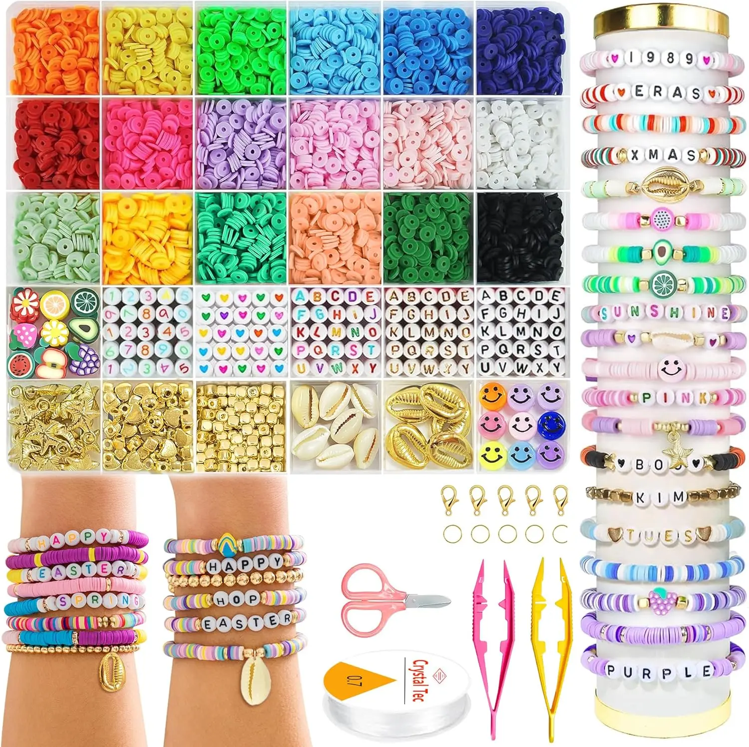 Stocking Stuffers for Kids Girls - 5300 Clay Beads Bracelet Making Kit,Arts and Crafts for Kids Ages 8-12,Christmas Crafts Games Toys for 3-10 Year Old Birthday Gift,Stuff Supplies