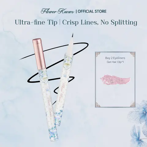 Flower Knows Butterfly Cloud Collar Collection Liquid Eyeliner, Ultra-Fine Tip, 0.5ml, Precise Definition, Waterproof, Quick-Drying, Smudge-Proof, Smooth, Versatile Colors, Perfect Ink Hue, Durable, Beauty Cosmetics, Winter Makeup Gift, Ideal for Christma
