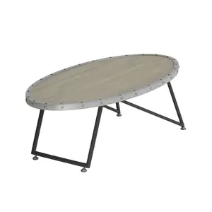 Wooden Coffee Table, Home Office Desk, Living Room Bedroom Furniture, Weathered Gray Oak