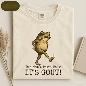 Comfort Colors It’s Not A Pimp Walk It’s Gout Funny Frog T-Shirt, Frog Meme Graphic Tee, Sarcastic Humor Shirt, Funny Gift For Men Women Dad Grandpa, Father's Day Gift