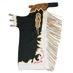 HILASON Bull Riding Genuine Leather Rodeo Western Chaps | for Men and Women Unisex