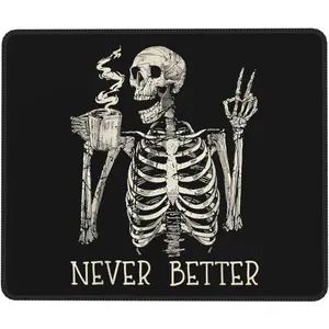 Skull Mouse Pad for Desk, Cute Skeleton Mouse Pads for Wireless Mouse, Funny Waterproof Mousepad for Office Laptop Computer, NonSlip Rubber Base Stitched Edge (ColorD)