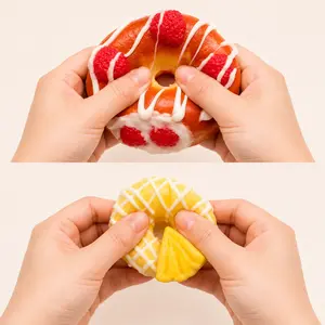 Handmade Squishy Set - Large White Chocolate Strawberry Bagel, Mini Pineapple Bagel Cream Fidget Toy, 290g Cream Reborn Stress Relief Squishies, Anytime Fidget Tool, Decoration, Ideal Gift for Kids