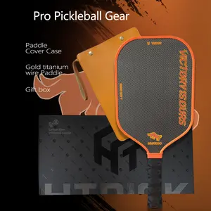 HTPICK Gold Titanium Wire & Carbon Fiber One-Piece Hot-Pressed Advanced Pro Pickleball Paddle-Ultralight, Durable, High-Impact Offensive Design