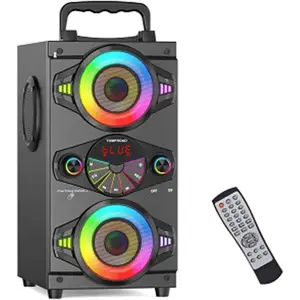 Portable  Speakers 60W Big   Loud Stereo Bass Sound Boombox  Party Speaker with Subwoofer, FM Radio, LED Colorful Lights