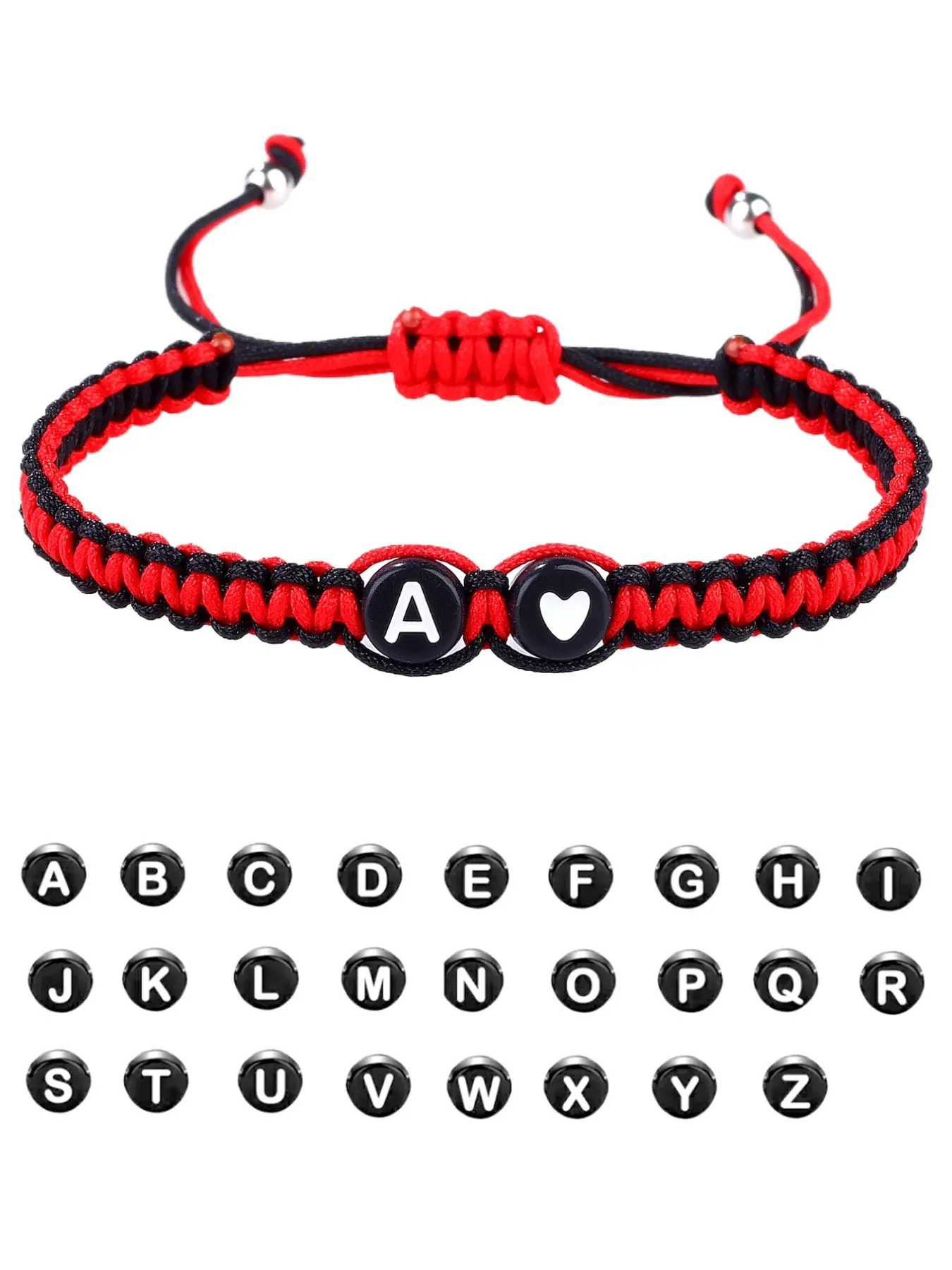 Heart Letter Knitted Bracelet, Letter Link Bracelet, Simple Versatile Love Couple Jewelry, Personalized Couples Bracelet, 26 Letters Woven Hand Rope, Unisex Fashion Accessory