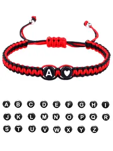 Heart Letter Knitted Bracelet, Simple Versatile Love Couple Jewelry, 26 Letters Woven Hand Rope, Unisex Fashion Accessory