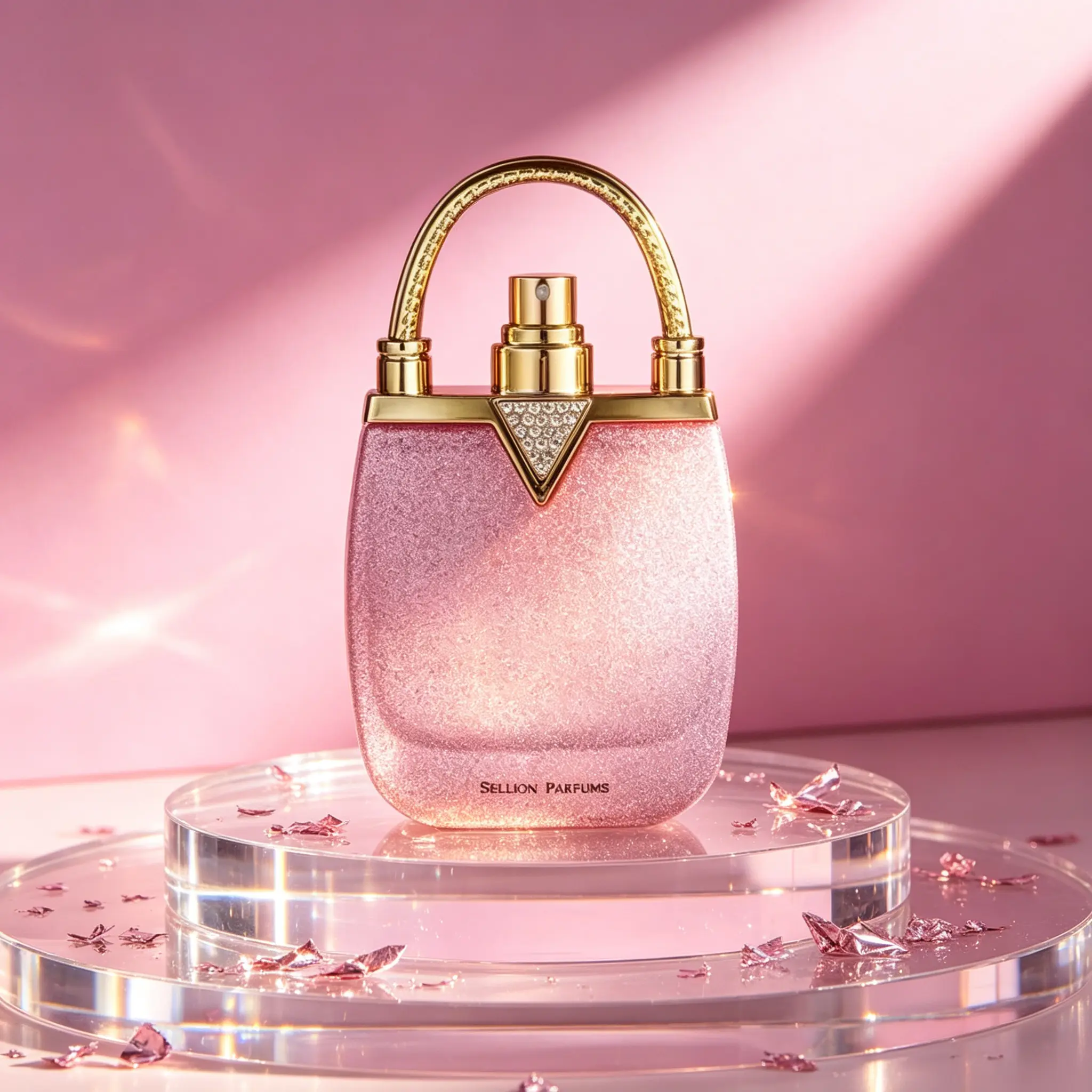 Women's Pink Handbag Perfume - Dazzling Floral Fragrance with Golden Accents