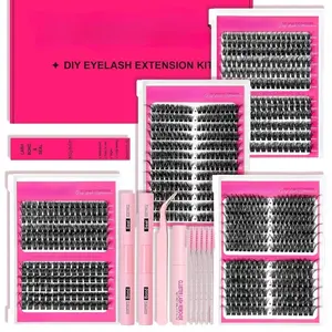 MilyBest 4 Styles Lash Clusters Kit 864Pcs Eyelash Clusters Lash Kit Volume Lashes Clusters D Curl DIY Individual False Eyelashes with 2 Bond&Seal Wispy Bulk Cluster Eyelash Extensions Kit De Pestañas Eyelash Set