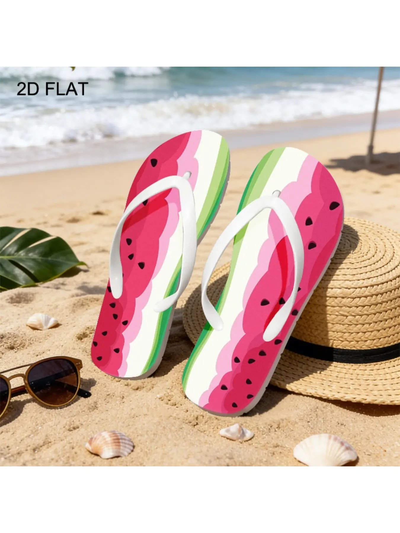 2026 Summer New Women's Flip Flops, Open Toe Flat Heel, Multiple Colors|Sizes Available, Cute Watermelon Slice Design, Dry Clean, Ideal for Mother's Day,Easter&Holiday Gift, Fashionable Casual Beach Sandals, Women Shoes