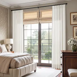 Boho Farmhouse Pinch Pleated Linen Curtains Cream Semi Sheer Light Filtering Drapes 2 Panels