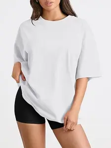 Womens Oversized Summer T Shirts Plus Size Spring Cute Casual Tops Short Sleeves Fashion Workout Clothes 65% Polyester 30% Cotton 5% Spandex Machine Washable - Womenswear, Fabric