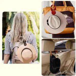 Faux Leather Magnetic Hat Clip Holder, Portable Non-stretch Strong Magnet Bag Accessory for Securing Hats to Backpacks, Luggage for Travel, Outdoor Essentials, Backpack Accessories