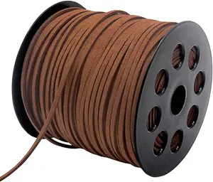 Tenn Well Leather String, 100 Yards 2.6Mm Flat Suede Cord, Faux Leather Cord for Jewelry Making, Necklaces, Bracelets, Dream Catchers and DIY Crafts (Brown)