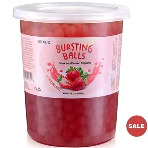 SYRUVIA Boba Pearls Popping Bursting Boba, Tapioca Pearls For Bubble Tea (Strawberry , 2 LB 1 Pack) Sweet Beverage