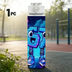 Futuristic Cyberpunk 67 Digital Pattern Water Bottle Lightweight plastic material, ideal for sports, travel, gym sessions, outdoor adventures, daily commuting and fitness training.