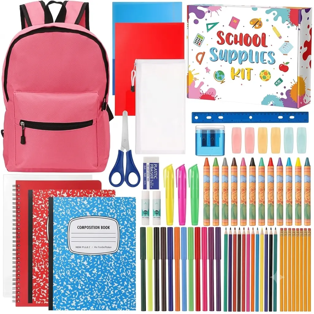 Back to School Supplies Kit for Kids K-5 – 79 PCS School Supplies Box with Notebook, Pens & Classroom Essentials, Elementary & Middle School Student Bundle, Pink
