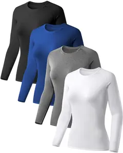 4 Pack Women's Compression   yoga  Shirt Long Sleeve Performance Workout Baselayer Athletic Top Sports Gear Quick-Dry