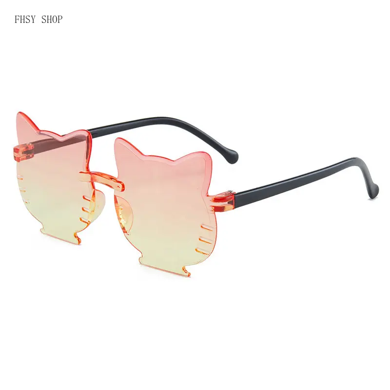 FHSY SHOP Hello Kitty Child-Sized Non-Prescription Sunglasses for Toddler Girls - UV400 Protection, Gradient Orange-Yellow Lens, Compound-Style & Sleek Non-Prescription Glasses for Birthday Parties, Summer Trips, Compound-Style Non-Prescription Glasses