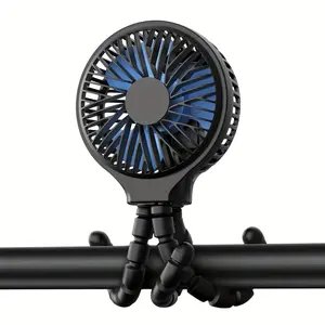 Battery Powered Stroller Fan, Flexible Tripod Clip On Fan with 3 Speeds And Rotatable Handheld Rechargeable Personal Portable Fan for Car Seat Crib Bike Treadmill