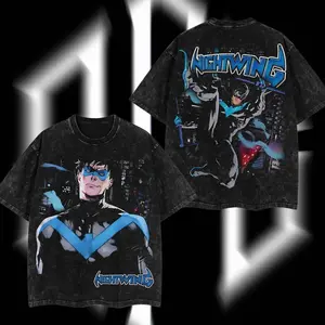 Superstyle Tales of the Teen Titans #44 - Dick Grayson Nightwing (Robin Hood #1) Hero Verse Comic Double Printed Oversize Lightweight Acid Washed Tee Hoodie TV Series Graphic Design Unisex Top Cotton Streetwear T-Shirt Hoodie Sweater Clothes Menswear  KBS