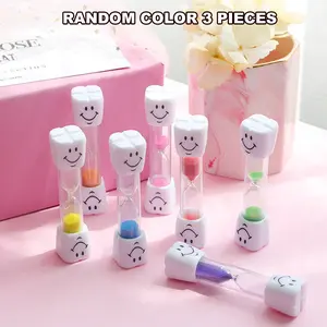 3-Pack Toothbrush Timer Sandglass, Colorful Fun Face Design, Mini Kitchen Timer for Brushing, Cooking, Gaming, School, Office, Portable