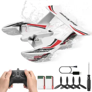 【fathersdaygift】VEVOR RC Plane 2.4GHZ 3 Channel Remote Control Airplane with 6-Axis Gyro StabilizerReady to Fly Amphibious Aircraft Plane Toy with 2 BatteriesEasy to Fly RC Glider for Adults Kids Beginners Boys