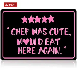 Kitchen Wall Art Pink Kitchen Decor Cute Kitchen Accessories Funny Kitchen Signs Chef Was Cute Would Eat Here Again Sign Chef Decor For Kitchen Metal Signs Dining Room Pictures Wall Decor Signage 8x12 Inch