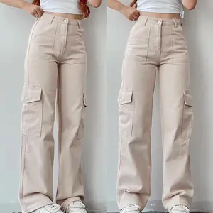 Stretchy Women's Cargo Pants High Waisted with 6 Pockets, Casual , Adjustable Trouser Cuffs, Tactical and Outdoor Fit