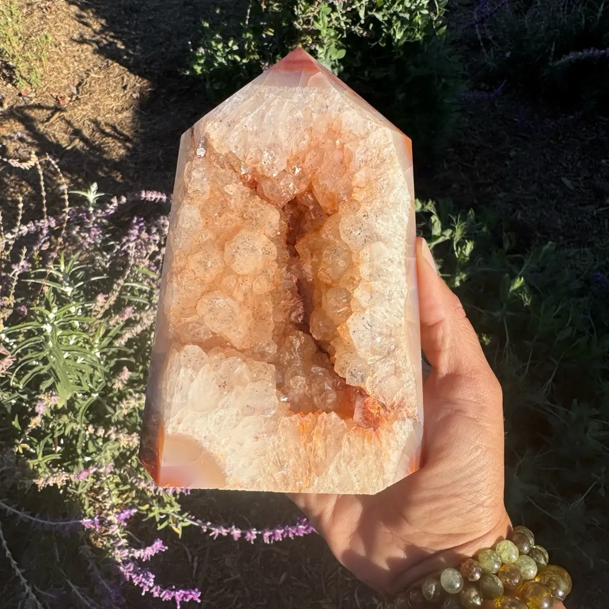 Druzy Carnelian Crystal Tower by Urban Rutile • Large, Fire Red and Orange Carnelian Crystal Tower