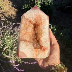 Druzy Carnelian Crystal Tower by Urban Rutile • Large, Fire Red and Orange Carnelian Crystal Tower