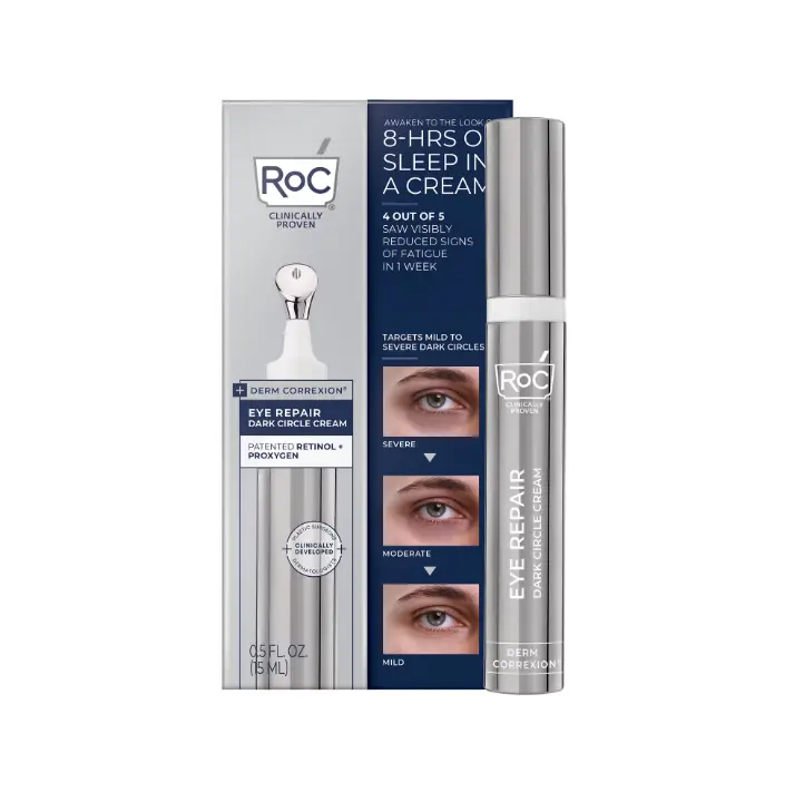 RoC Derm Correxion Eye Repair Dark Circle Cream, Patented Clinical Retinol + Niacinamide, Fragrance-Free & Paraben-Free, 0.5 fl oz (15 mL)