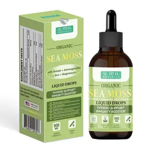 Al Vital Organics Organic Sea Moss Drops 900mg | Liquid Supplement with Shilajit, Ashwagandha, Zinc & Magnesium | Supports Thyroid Function & Immune Health | Vegan, Non-GMO & Gluten-Free | Healthcare Dietary