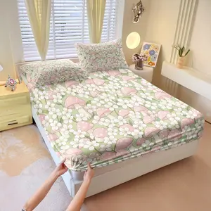 3Pcs Colorful Fantasy Mushroom Fitted Sheet Set (No Pillow Included), Skin-Friendly Soft Fabric, Elastic Edge for a Secure Non-Slip Fit, Suitable for Bedroom All Year Round, Creating a Dreamy and Healing Forest-Style Sleeping Atmosphere.