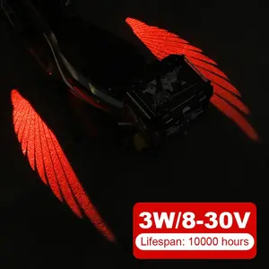 2pcs Angel Wings Luminous LED Projector Welcome Lights, Motorcycle Parts with LED Headlight Bulb, Underbody Decorative Atmosphere Accessories