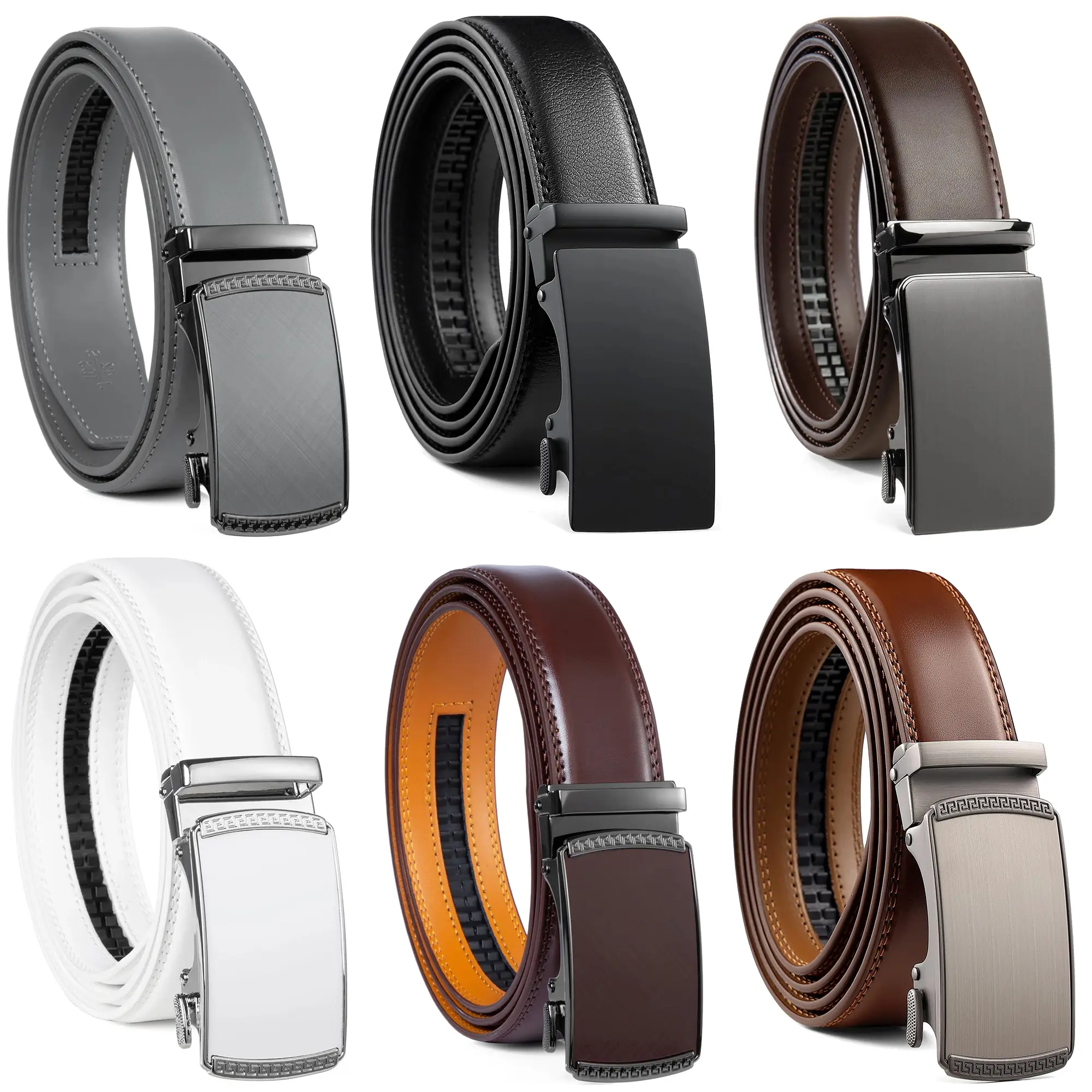 Ratchet Belts for Men-Black/Brown Belt Leather 1 3/8" for Casual Dress-Micro Adjustable Belt
